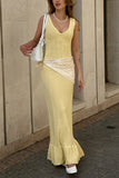 Ruffled Sleeve Knit Maxi Dress