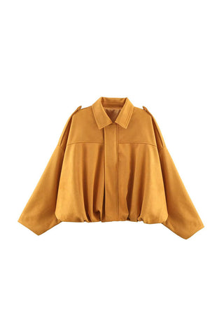 Oversized Zip-Up Jacket with Shoulder Tabs