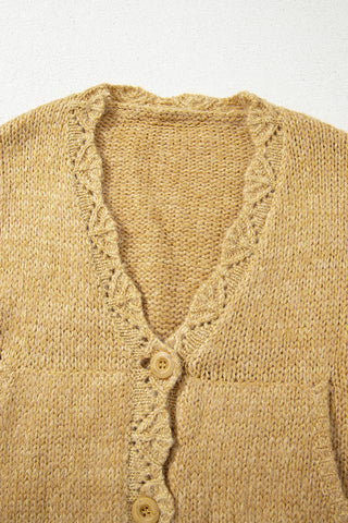 Lantern Sleeve Buttoned  Cardigan