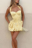 Polka Dot Halter Casual Dress