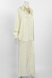 Button-Up Pants Set with Scarf
