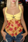 Halter Floral Star Tank Top