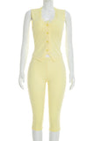 Sleeveless Button-Up Pants Set