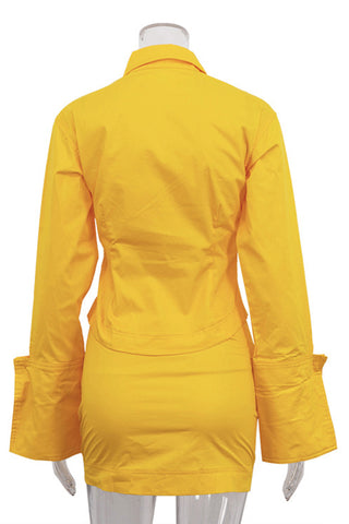 Long Sleeve Skirt Set with Flared Cuffs