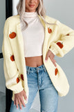 Pumpkin Embellished Open-Front Cardigan
