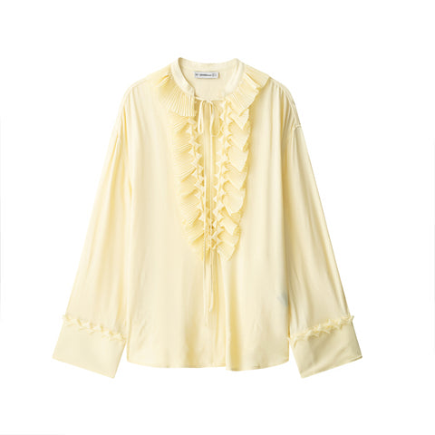 Ruffle-Detail Blouse with Ties
