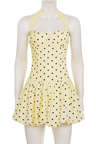 Polka Dot Halter Casual Dress