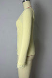 Lace-Trimmed V-Neck Ribbed Top