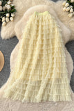 Layered Ruffle Maxi Skirt