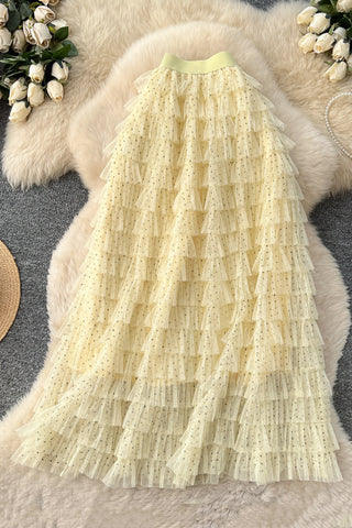 Layered Ruffle Maxi Skirt