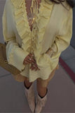Ruffle-Detail Blouse with Ties