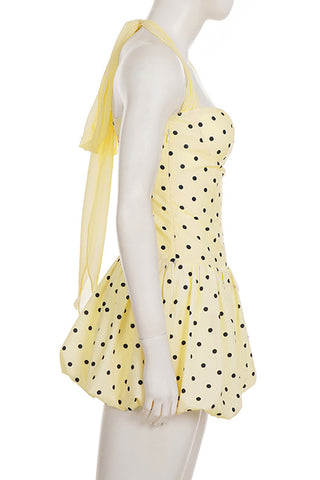 Polka Dot Halter Casual Dress