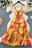 Tiered Sundress with Leaf Print