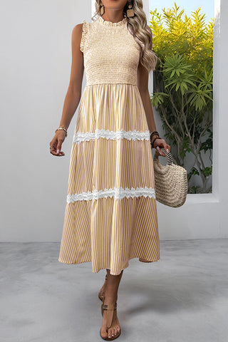 Ruffled Smocked Midi Dress