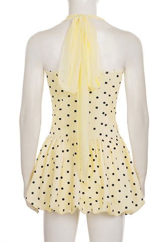 Polka Dot Halter Casual Dress
