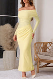 Off-Shoulder Mesh Evening Gown