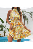Floral Halter Neck Mini Dress