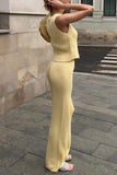 Sleeveless Button-Front Pants Set