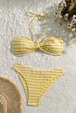 Striped Halter Bikini Set