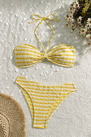Striped Halter Bikini Set