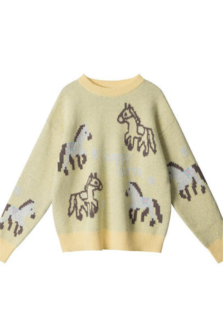 Trendy Horse Pattern Sweater