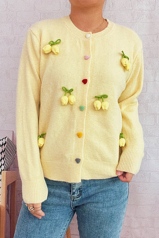 Cherry Embellished Button Cardigan