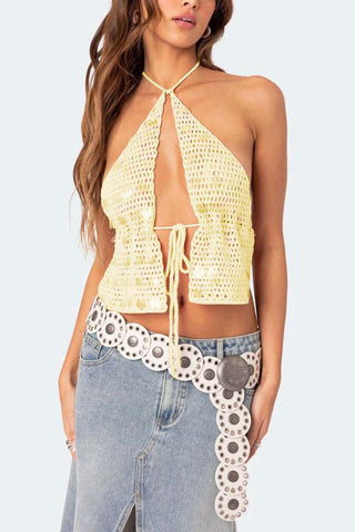 Open-Back Crochet Halter Top