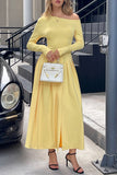 Off-Shoulder Pleated Casual Dress