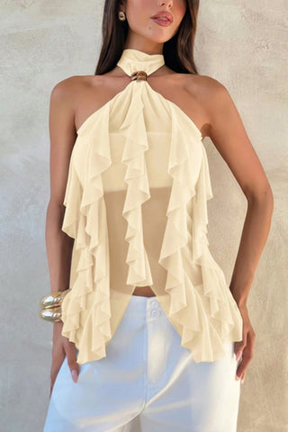 Halter-Neck Tiered Ruffle Top
