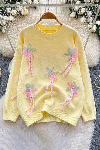 Embellished Floral Appliqué Sweater