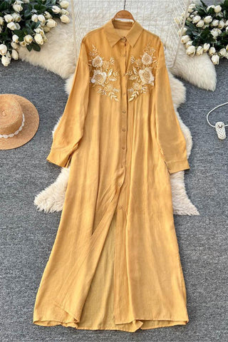 Button-Front Floral Maxi Dress