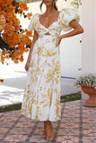 Floral Puff Sleeve Casual Dress