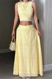 Elegant Eyelet Skirt Set