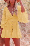 Lace Button-Front Casual Dress
