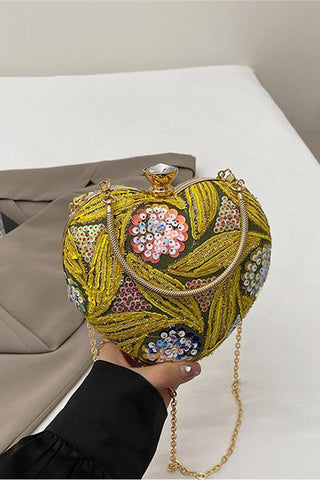 Elegant Sequin Heart Clutch