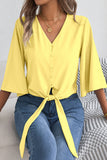 V-Neck Button-Front Blouse
