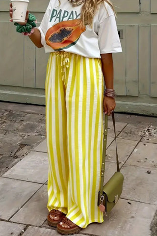 Striped Wide-Leg Casual Pants