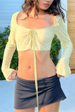 Sheer Tie-Front Blouse