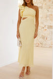 One-Shoulder Ruffle Cutout Dress