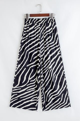 Zebra Striped Wide-Leg Pants