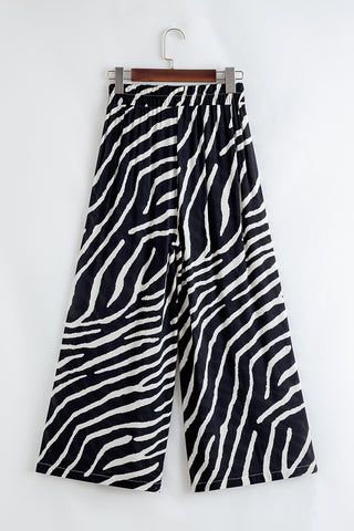 Zebra Striped Wide-Leg Pants