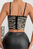 Sequin-Embellished Zebra Print Camisole