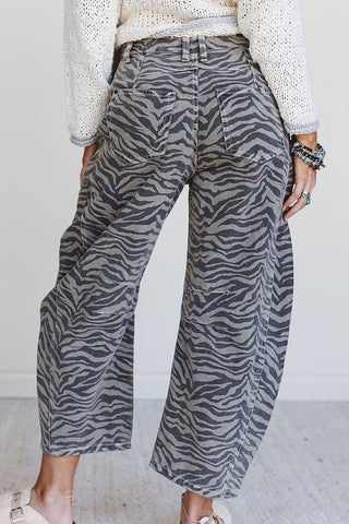 Zebra Print Straight Leg Jeans