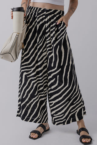 Zebra Striped Wide-Leg Pants