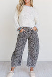 Zebra Print Straight Leg Jeans
