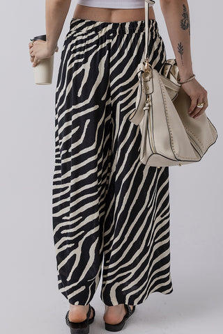 Zebra Striped Wide-Leg Pants