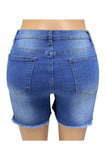 Asymmetrical Frayed Hem Denim Shorts
