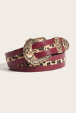 Ornate Buckle Leopard Stripe Belt