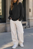Mock Neck Drop Shoulder Sweatshirt