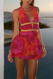 Halter Neck Flared Mini Dress